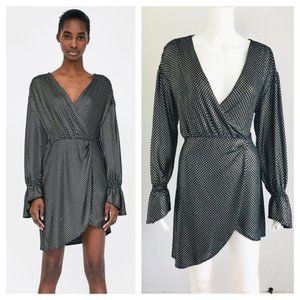 LAST CALL Zara Gold Black Dress Geometric Dress S